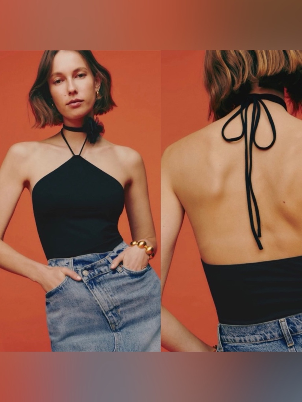 Reformation Dixie Knit Halter Top Black Size Small